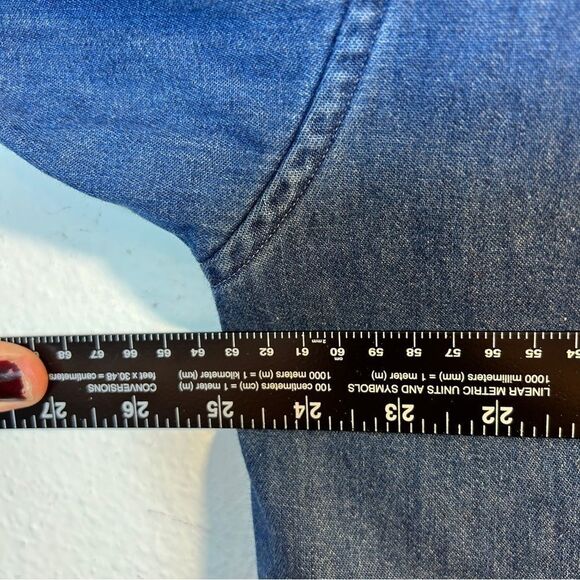 SHELTER ISLAND MENS FLANNEL SHACKET LARGE BLUE DENIM COAT EVERYDAY OUTDOORS - Picture 6 of 8